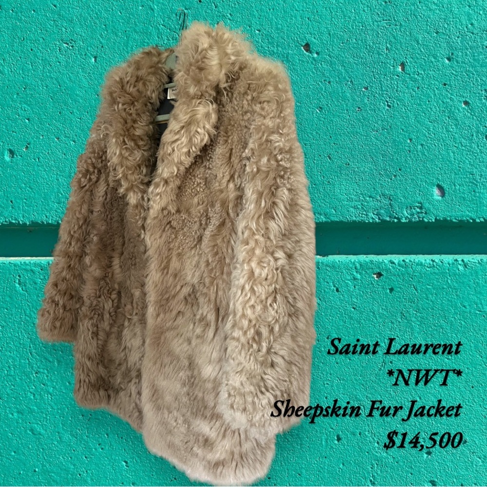 NWT! Saint Laurent sheepskin fur coat • beige • women’s size 38
